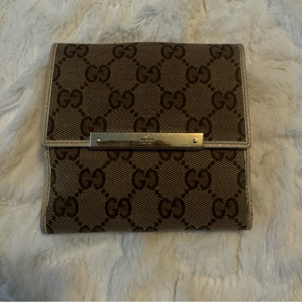 Gucci Tan and Brown Monogram Wallet